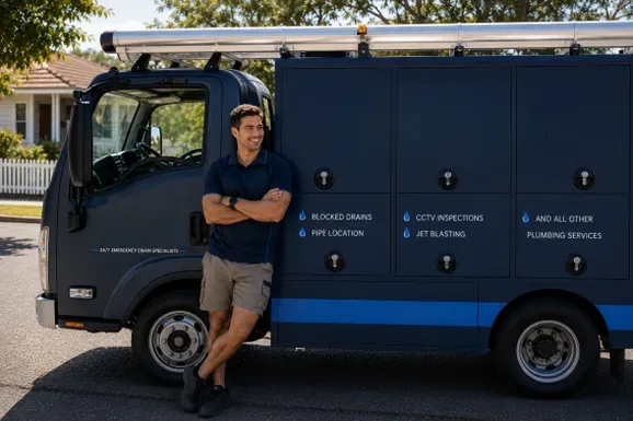 Licensed Mosman plumber at the van